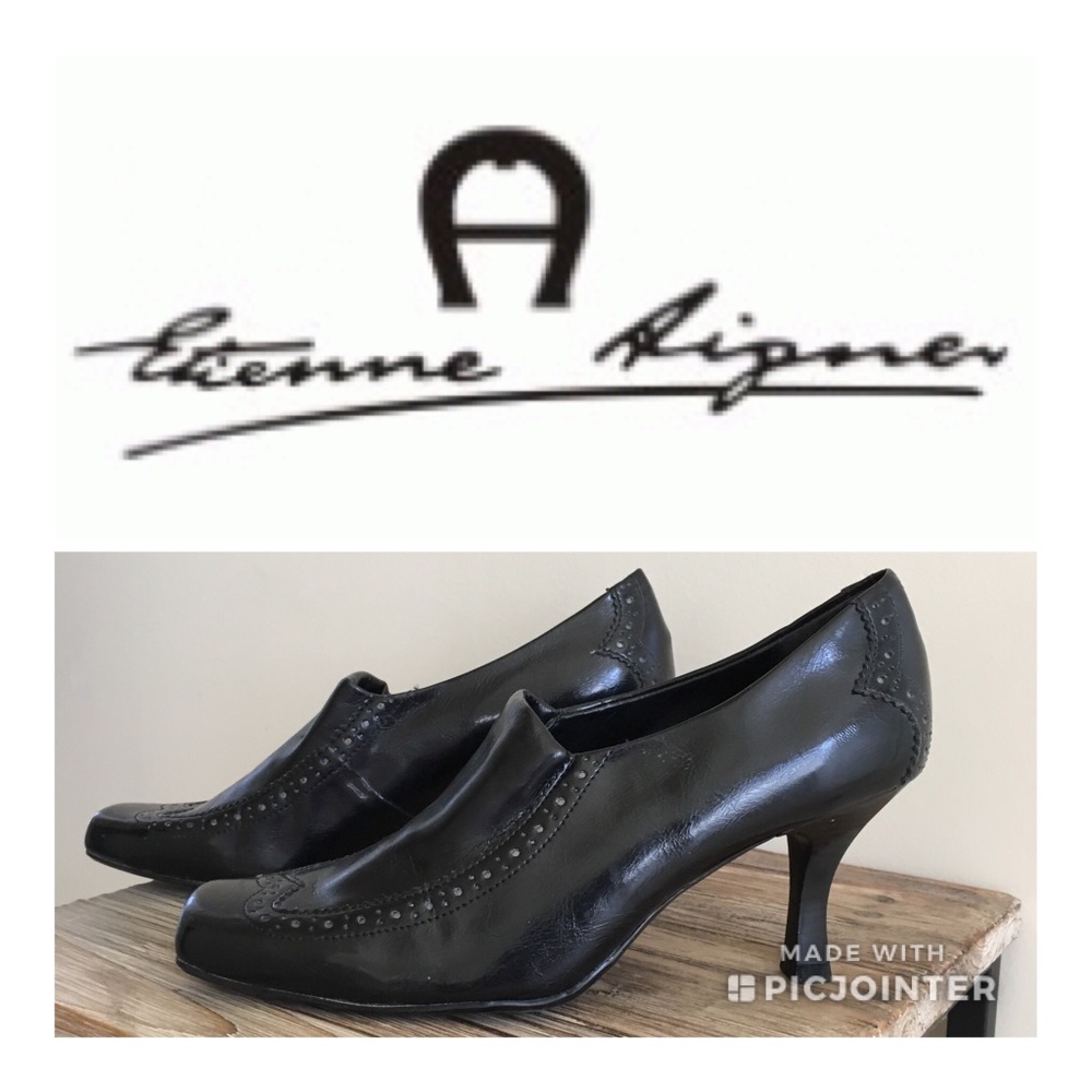 Etienne Agner Leather Kitten Heel